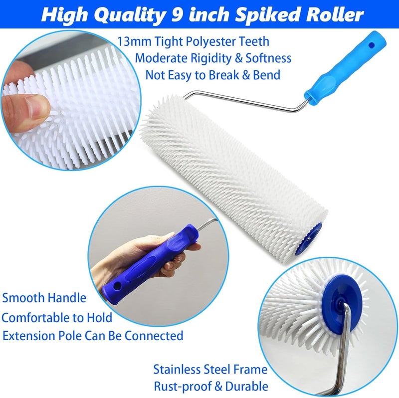 DBYANAN 9 Inch Screed Spiked Roller Self Leveling Concrete Roller Epoxy Roller Spike Shoes for Epoxy Flooring Cement Floor Leveling Tools Screed Compound Roller - Image 3